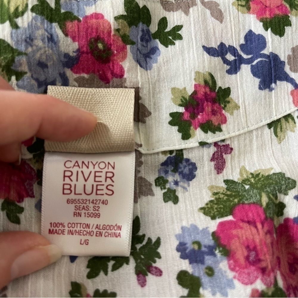 Canyon river floral long sleeve cinch waist blouse v-Neck top - Picture 6 of 10